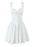 Foridol Bowknot Back Lace Up White Dress Women Sleeveless Lace Decor Summer Short Dress Elegant A-line Party Sundress 2025 New