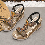Fashion Crystals Wedges Heel Sandals Women Summer Chunky Platform Bohemian Sandalias Mujer Slip On High Heels Sandles Female 43