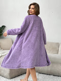 Autumn and winter flannel nightgown three-piece set European and American sexy pajamas home clothes warm and thickened