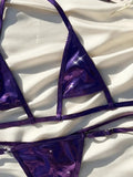 Shiny PU Bikini Extreme Mini Micro Thong Bikinis Female Swimsuit Women Swimwear Two-pieces Bikini Set Halter Bathing Suit Swim