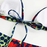 4 Pieces Random Dot Print Tie Side Halter Bikinis Swimsuit & Beach Skirt Sexy Swimwear Women 2026 Bathing Swimming Suit Female