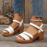 Zoki White Chunky Heeled Sandals Women Summer 2025 Braid Band Gladiator Sandals Woman Ankle Strap Casual Platform Sandles Mujer