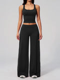 Women's Summer Two Piece Yoga Sets Slimming Sports Tank Top Lifted Buttocks High Waist Flare Pants Gym Fitness Suits Tracksuit
