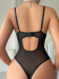 Sexy Flower Embroidery Bodysuits Backless Deep V Suspenders Sleeveless Bodysuits Charming Elegant Smooth Casual Bodysuits GKQM