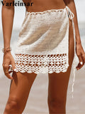 2026 Hollow Out Skirt Sarong Crochet Knitted Tunic Beach Cover Up Cover-ups Beach Dress Beach Wear Beachwear Female Women V8074