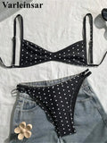 S - XL Polka Dot V Neck Bikini Women Swimwear Female Swimsuit Two-pieces Bikini set High Leg Cut Bather Bathing Suit Swim V8147
