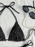 Sexy Purple Polka Dot Print Bikini Set Women Shell Pleate Push Up Bra Bandage Thong Swimsuit 2026 Summer Bathing Suit Swimwear