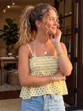Women Summer Camisole Tops Dots Print Spaghetti Strap Bow Babydoll Vest for Party Club Daily Tank Tops