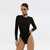 2026 New Fashion Women One-Piece Suit Swimwear Long Sleeve O Neck Bodycon Bathing Suit Femme Underwire Padded Bodysuit Beachwear