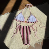 DEKA Tie-Up Bikini Set Bathing Suit Beachwear Women Sexy Swimsuits Halter Swimwear Padded Bra Thong Bottoms Female Bikin
