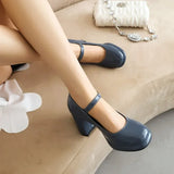 Spring and Autumn New Styles Fashion High-heeled Women's Shoes Shallow Mouth Buckle Square Heel Women Shoes Size 34-45 High 9cm