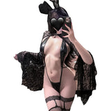 Sexy With Deep V-neck Backless Design Lace Detailing And Three-piece Bodysuits Pure Desire Nightclub Wear Charming Playful N6TU