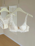 French Inspired Minimiser Bra Women Sexy Lingerie Set Large Chest Support Thin Comfort Half Cup Soft Underwire Anti Sagging
