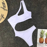 2025 Sexy One shoulder Female Swimwear One piece swimsuit Women Monokini Bather Trikini High cut Out Bathing suit Swim Bodysuit