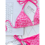 Sexy Leopard Printed Halter Brazilian Bikini Women Swimwear Female Swimsuit Two-Piece Bikini Set Bather Bathing Suit Swim V3681