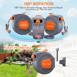HiMISS Wall Mounted Retractable Garden Hose Reel Auto Rewind