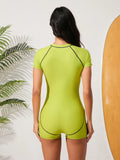 2025 Slim Rush Guard Surfing Swimsuit Women One Piece With Zipper Black Swimwear Female Bathers Bathing Swimming Swim Suit