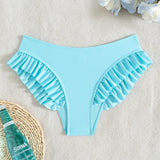 Summer Lotus Leaf Swimsuit for Women Bikini Women's Beach Shorts Defense Bare Swimwear Bather Biquini Solid Swimming Shorts