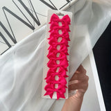 10Pcs/card Grosgrain Ribbon Bows Hair Clips For Girls Small Trailing Bowknots Hairpins Headwear Kids Hair Accessories