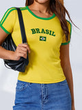Summer Women's Casual T-shirt Short Sleeve Round Neck Slim Fit Cropped Tee Tops Shirts Streetwear