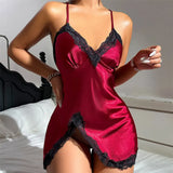 V-neck Lace Camisole Nightgown Hot Backless Sexy Women Sleepwear Short Silk Sleep Shirts Elegant Pajamas Lingerie Night Dress