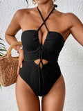 2026 Sexy Halter Swimsuit One Piece Hollow Swimwear Women Bathers Bathing Swimming Swim Suit Female Beachwear