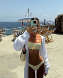 2026 Fashion Bandeau Women's Two-Piece Swimsuit - Trendy Beige Design Perfect for Beach Wear and Pool Parties Summer Getaways