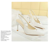 BIGTREE Shoes Sweet Metal Decoration Women Pumps Pointed High Heels silks satins heeled Sandals Women Summer Shoes Stiletto 8 cm