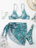 2026 Push Up 3 Pieces Bikini & Beach Slirt Swimsuit Women Strappy Swimwear Female Bathers Bathing Swimming Swim Suit Beachwear