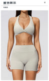 Summer Yoga Sets Women Front Cross Sports Bra Exercise Suits Outwear Lifting Buttocks Abdominal Compression Shorts Fitness Set