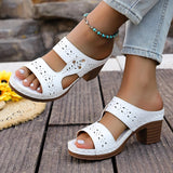 Plus Size 43 Summer High Heel Sandals Women Lightweight Hollow Out Thick Heeled Sandles Woman Outdoor Open Toe Casual Sandals