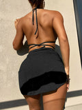 2026 New Sexy Bikini Set 3-Piece Solid Swimwear Swimsuit Women 3 Piece Bikinis Set Bathing Suit Beach Bikini Female Shiny Fabric