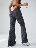 Retro Leopart Women's Pants/Clothing Seamless High-Waisted Flare Trousers Yoga Pilates Leggings Tummy Control 4D Stretch Autumn