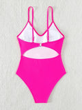 Colorful Tassel One Piece Swimsuit Women Sexy Hot Pink Push Up Tummy Control Swimwear Beach Backless Bathing Suit Monokini 2024
