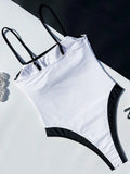 Splicing Vintage Retro High Leg Cut Female Swimwear One Piece Swimsuit Women Monokini Full Back Bathing Suit Swim Beach Bodysuit