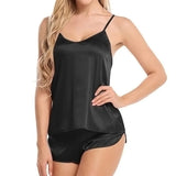 Women Satin Pajama Shorts Sets Mujer Strap Sleeveless Sexy Sleepwear Suit 2PCS  V-Neck Cami Top Short Lingerie Female Nightwear