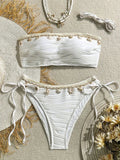 XS - XL Wrinkled Shells Bandeau Bikini Women Swimwear Female Swimsuit Two-pieces Bikini Set Bather Bathing Suit Swim Beachwear