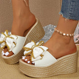 Street Bow Knot Chunky Platform Slippers Women Fashion Round Toe High Heel Sandals Woman Plus Size Wear-Resistant Slides Mujer