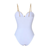 Vintage White Khaki Patchwork Swimwear Women 2026 Starfish Ornament Hollow Pleate One Piece Swimsuit Beach Bathing Suit Monokini