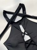 sexy front cross hollow swimsuit one piece solid halter tie bikinis thong swimwear bodysuits women biquini bathing suits 7 color