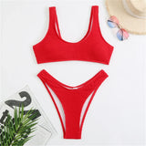 8 Colors High Cut Wrinkled Crinkled Bikini Female Swimsuit Two-Pieces Bikini Set Women Swimwear Bather Bathing Suit Swim V3461C