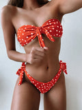 2026 Sexy Bikini Bandeau Women Dot Leopard Bowknot Swimwear Swimsuit Female Beach Bikinis Set Bathing Suit Trajes De Bano Mujer