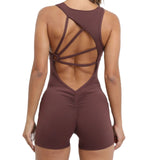Padded Jumpsuit Sport Women Yoga Bodysuit Fitness Wear Gym Sportswear High Elastic Workout Running Clothes