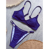 10 Colors V Neck Rhinestones Bikini Female Swimsuit Women Swimwear Padded Bather Bathing Suit Swim Two-pieces Bikini set K8138