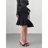 Pure Desire Style Gentle Sexy High Waist Slimming Ruffled Mid-Length Bodycon Mermaid Skirt Slim Women Mini Skirts 2026 New EVP8