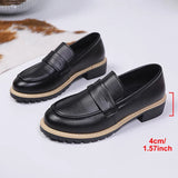 Patent Leather Thick Heels Loafers Women Spring New Mixed Color Med Heel Office Pumps Woman Plus Size 43 Slip On Single Shoes