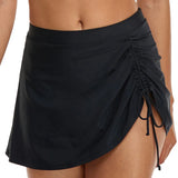 Women Solid Black Bikini Bottom Pleate High Waist Skirt Swimwear Briefs Tankini Bottoms Bikini Skirt Bottom Swimsuit Oversize