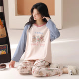 Pure cotton pajamas for women, long-sleeved trousers, can be worn outside, pure cotton home clothes, Class A antibacterial 100%