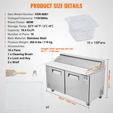 SucceBuy Stainless Steel Commercial Refrigerator Sandwich And Salad Prep Table