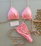 New Solid Color White Bikini Women suit Low Waist Lace-up Fashionable Swimsuit Two-piece Set